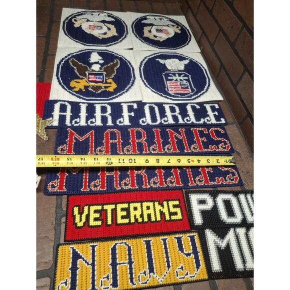 vintage needlepoint Military Decor Marines Air Force Navy USA Lot Of 11 - Picture 8 of 8